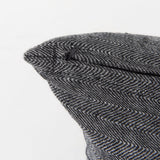 Sibyl Black Fabric Striped and White Fringed Decorative Pillow Cover by Mercana at Eve Furniture