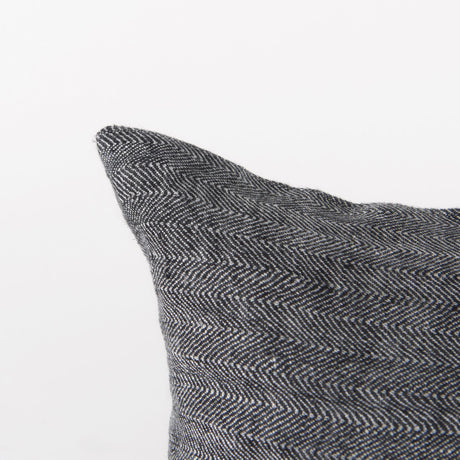 Sibyl Black Fabric Striped and White Fringed Pillow Cover w/Down Filler, Set of 2 by Mercana at Eve Furniture