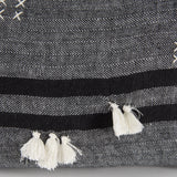 Sibyl Black Fabric Striped and White Fringed Pillow Cover w/Down Filler, Set of 2 by Mercana at Eve Furniture