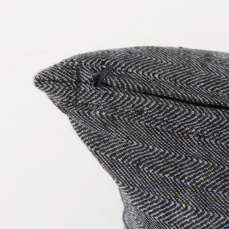 Sibyl Black Fabric Striped and White Fringed Pillow Cover w/Down Filler, Set of 2 by Mercana at Eve Furniture
