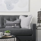 Sibyl Black Fabric Striped and White Fringed Pillow Cover w/Non-Allergen Filler, Set of 2 by Mercana at Eve Furniture