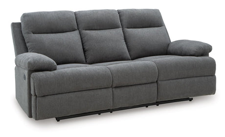 Side-Swipe Charcoal Manual Reclining Sofa & Loveseat by Ashley at Eve Furniture
