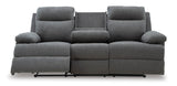 Side-Swipe Charcoal Manual Reclining Sofa & Loveseat by Ashley at Eve Furniture