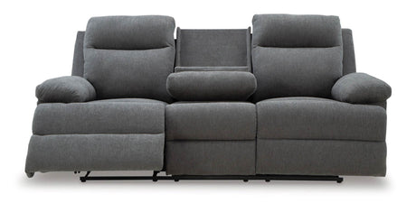 Side-Swipe Charcoal Manual Reclining Sofa & Loveseat by Ashley at Eve Furniture