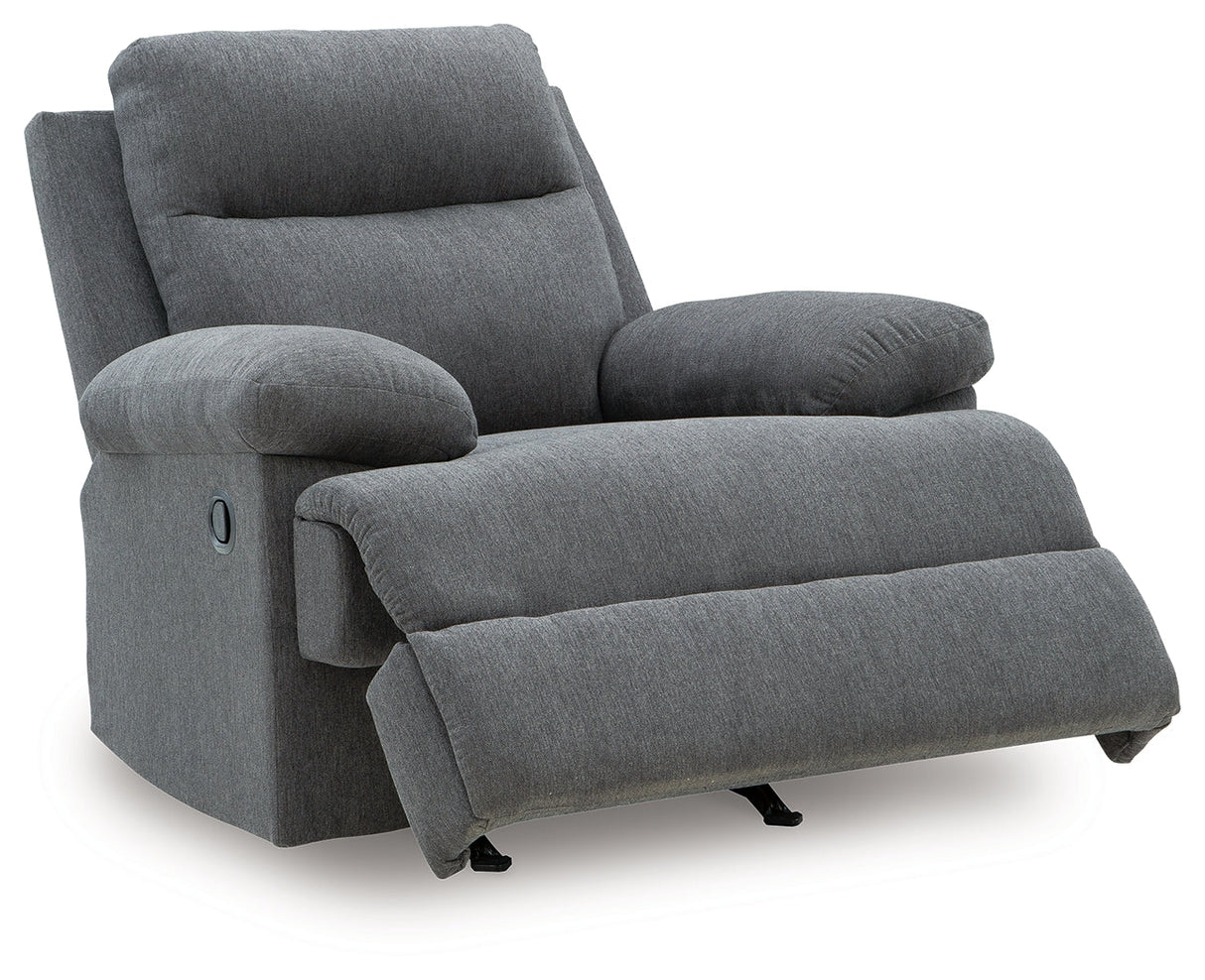 Side-Swipe Charcoal Manual Recliner by Ashley at Eve Furniture