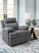 Side-Swipe Charcoal Manual Recliner by Ashley at Eve Furniture