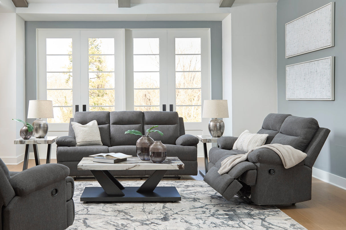 Side-Swipe Charcoal Reclining Living Room Set by Ashley at Eve Furniture