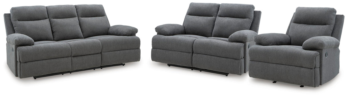 Side-Swipe Charcoal Reclining Living Room Set by Ashley at Eve Furniture