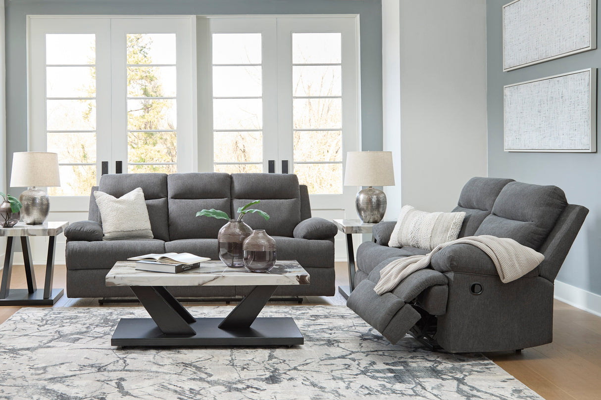 Side-Swipe Charcoal Reclining Living Room Set by Ashley at Eve Furniture