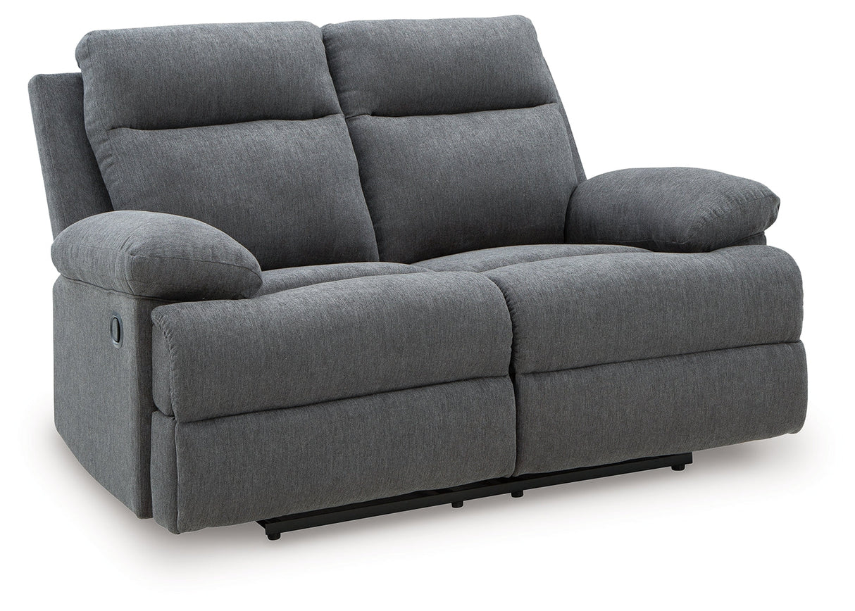 Side-Swipe Charcoal Manual Reclining Loveseat by Ashley at Eve Furniture