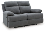 Side-Swipe Charcoal Manual Reclining Loveseat by Ashley at Eve Furniture