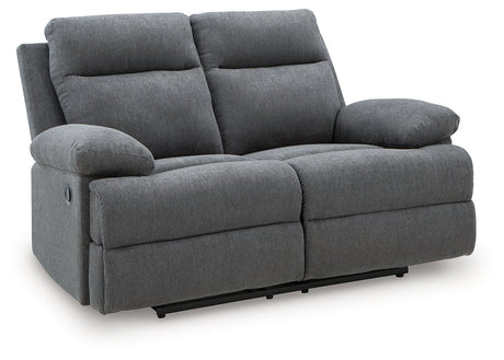 Side-Swipe Charcoal Manual Reclining Loveseat by Ashley at Eve Furniture