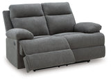 Side-Swipe Charcoal Manual Reclining Loveseat by Ashley at Eve Furniture