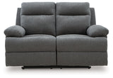 Side-Swipe Charcoal Manual Reclining Loveseat by Ashley at Eve Furniture
