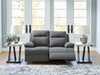 Side-Swipe Charcoal Manual Reclining Loveseat by Ashley at Eve Furniture