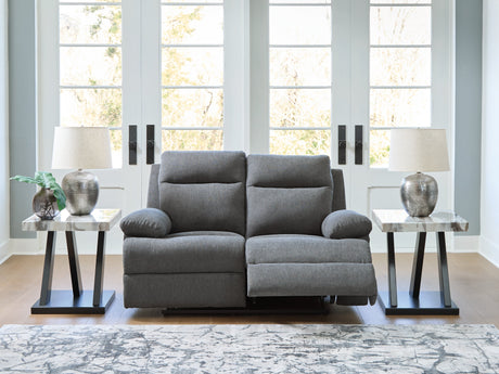 Side-Swipe Charcoal Manual Reclining Loveseat by Ashley at Eve Furniture