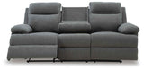 Side-Swipe Charcoal Reclining Sofa, Loveseat and Recliner by Ashley at Eve Furniture