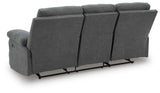 Side-Swipe Charcoal Reclining Sofa, Loveseat and Recliner by Ashley at Eve Furniture