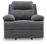 Side-Swipe Charcoal Reclining Sofa, Loveseat and Recliner by Ashley at Eve Furniture