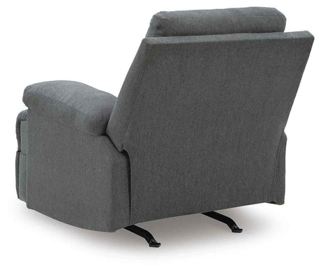 Side-Swipe Charcoal Reclining Sofa, Loveseat and Recliner by Ashley at Eve Furniture