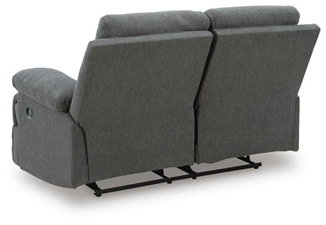 Side-Swipe Charcoal Reclining Sofa, Loveseat and Recliner by Ashley at Eve Furniture