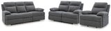 Side-Swipe Charcoal Reclining Sofa, Loveseat and Recliner by Ashley at Eve Furniture