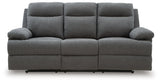 Side-Swipe Charcoal Manual Reclining Sofa with Drop Down Table by Ashley at Eve Furniture