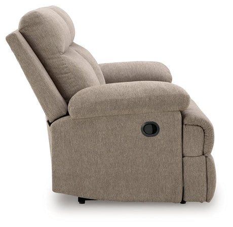 Side-Swipe Mocha Manual Reclining Sofa and Loveseat by Ashley at Eve Furniture