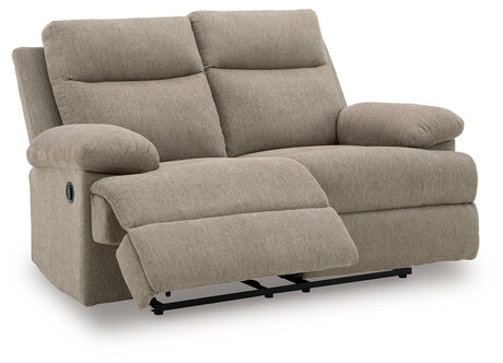 Side-Swipe Mocha Manual Reclining Loveseat by Ashley at Eve Furniture