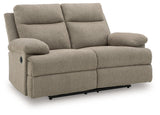 Side-Swipe Mocha Manual Reclining Loveseat by Ashley at Eve Furniture