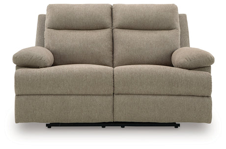 Side-Swipe Mocha Manual Reclining Sofa and Loveseat by Ashley at Eve Furniture