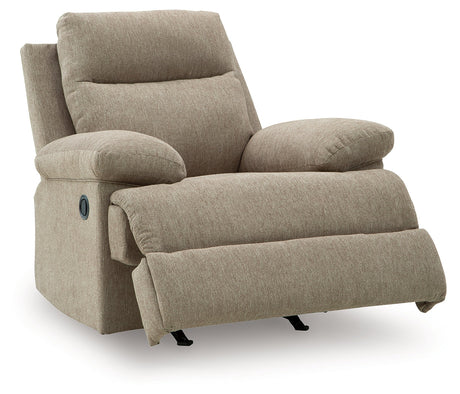Side-Swipe Mocha Rocker Recliner by Ashley at Eve Furniture