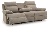 Side-Swipe Mocha Manual Reclining Sofa and Loveseat by Ashley at Eve Furniture