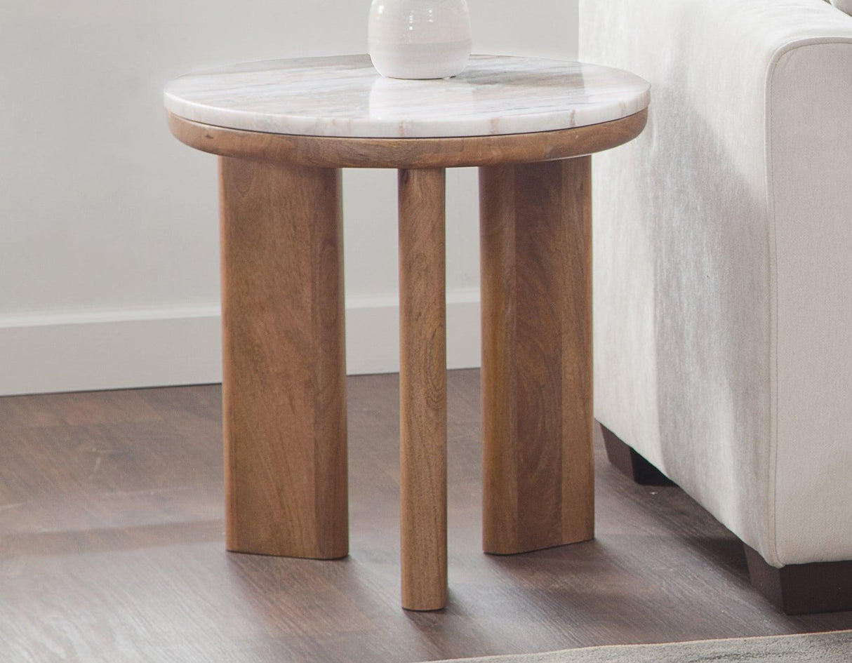 Sidney 3-Piece Round Toronto Brown Marble Top Table Set by Steve Silver at Eve Furniture