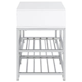 Siega White High Gloss/Chrome 1-Drawer Shoe Storage Entryway Bench by Coaster at Eve Furniture