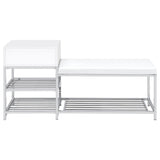 Siega White High Gloss/Chrome 1-Drawer Shoe Storage Entryway Bench by Coaster at Eve Furniture