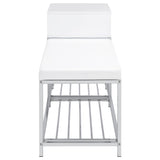 Siega White High Gloss/Chrome 1-Drawer Shoe Storage Entryway Bench by Coaster at Eve Furniture