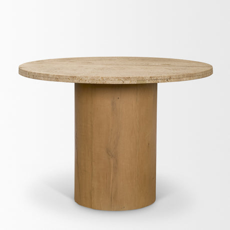 Siena Round Travertine Pedestal Dining Table by Mercana at Eve Furniture
