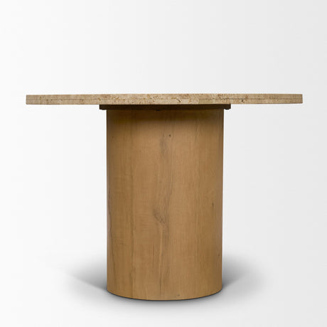Siena Round Travertine Pedestal Dining Table by Mercana at Eve Furniture