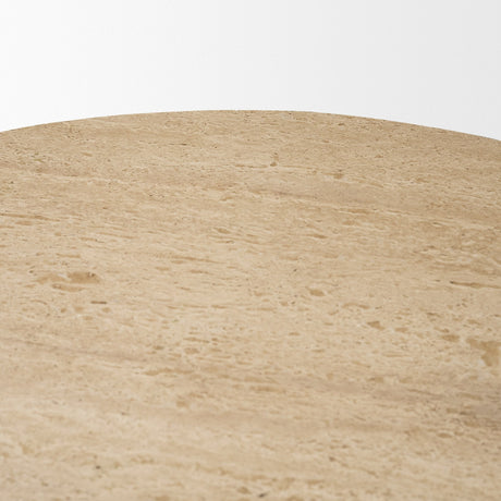 Siena Round Travertine Pedestal Dining Table by Mercana at Eve Furniture