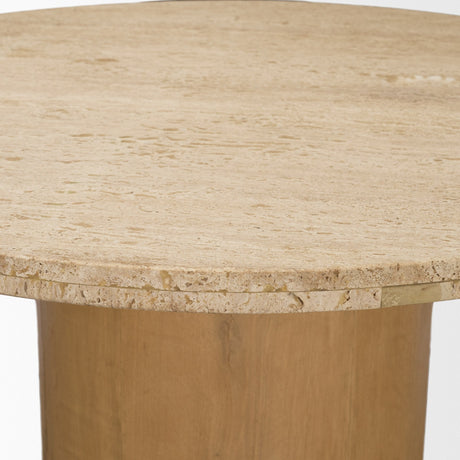 Siena Round Travertine Pedestal Dining Table by Mercana at Eve Furniture