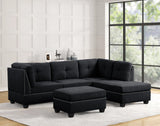 Sienna Boucle Black Sectional with Ottoman by Happy Homes at Eve Furniture
