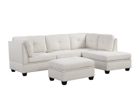 Sienna Boucle Sand Sectional with Ottoman by Happy Homes at Eve Furniture