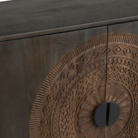 Sienna Brown/Black Four-Door Sideboard by Crestview at Eve Furniture
