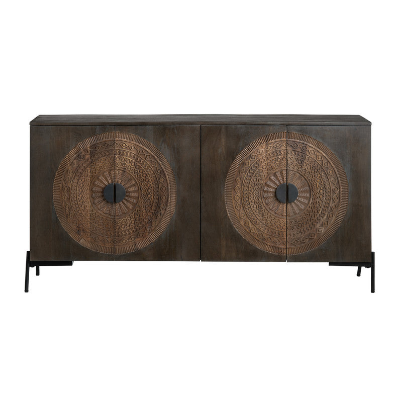 Sienna Brown/Black Four-Door Sideboard by Crestview at Eve Furniture