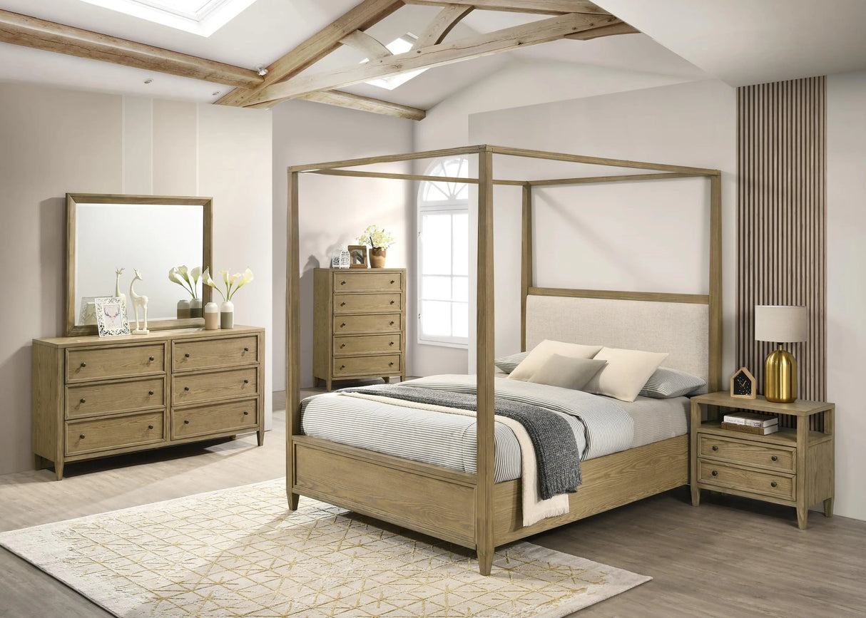 Sienna Rustic Natural Canopy Platform Bedroom Set by Crown Mark at Eve Furniture