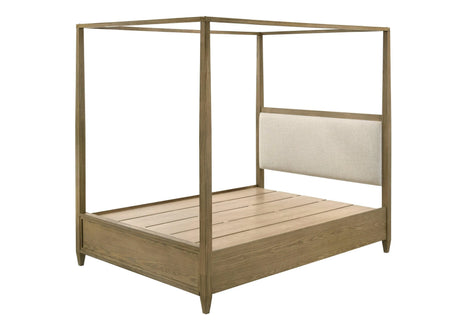 Sienna Rustic Natural King Canopy Platform Bed by Crown Mark at Eve Furniture