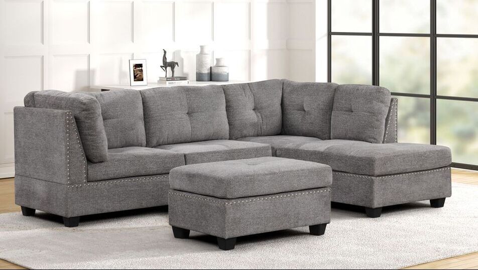 Sienna Gray Sectional & Ottoman