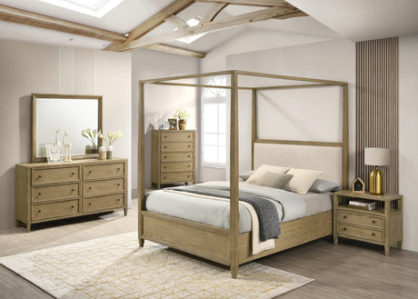 Sienna Rustic Natural Queen Canopy Platform Bed by Crown Mark at Eve Furniture