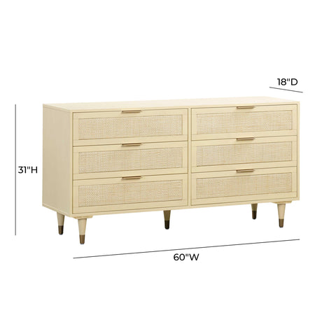 Sierra Cane 6 Drawer Dresser by TOV Furniture at Eve Furniture